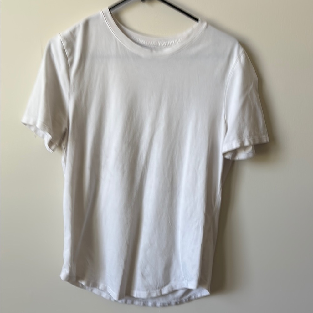 Lululemon Athletica White Fitted Crew Neck T-Shirt